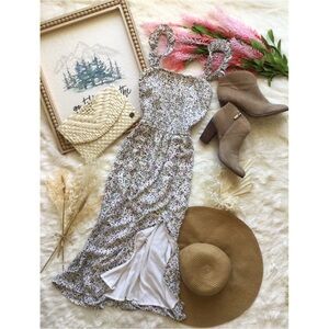 Abercrombie & Fitch Wildflower Smocked Slit Midi
